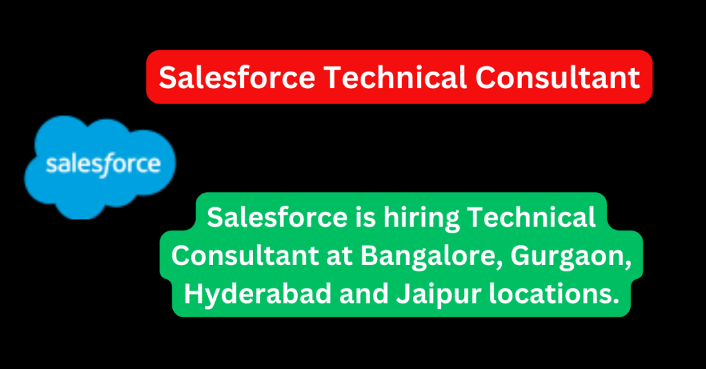 "Salesforce Technical Consultant, Salesforce careers, CRM implementation, Agile development, Salesforce Industries, technical consulting jobs, Salesforce developers, Einstein Discovery, CRMA dashboard, Salesforce job openings, Tableau CRM certification, Salesforce platform development, job opportunities in Bangalore, Gurgaon, Hyderabad, Jaipur, career growth in Salesforce, Agile scrum teams, data transformation, predictive analytics, Salesforce flows, enterprise CRM solutions, Salesforce integration, OmniStudio, professional development in Salesforce, applying for Salesforce jobs, Salesforce employment benefits, equality in the workplace, Salesforce job application process, customer success roles"